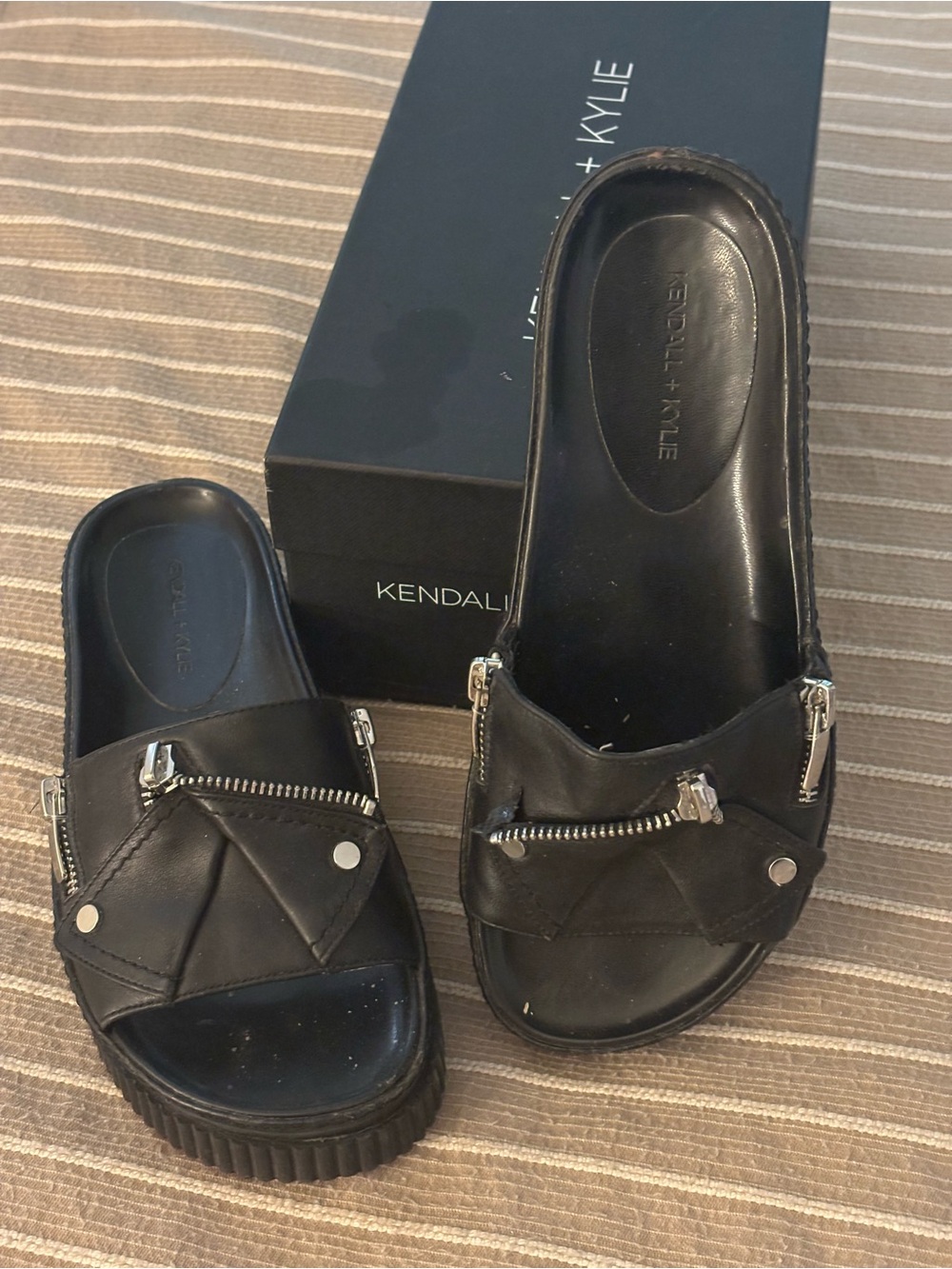 Kendall & Kylie Moto Jacket Platform Slides